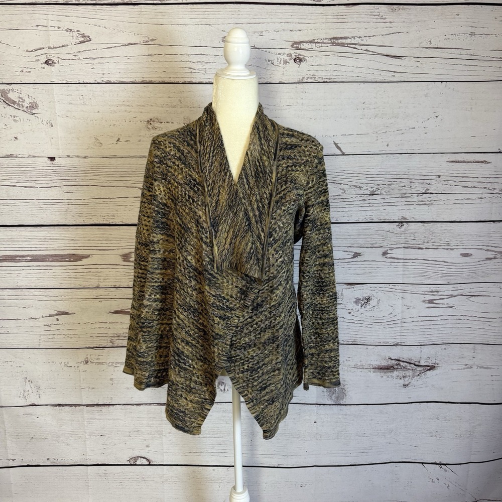 Nic + Zoe Cardigan Womens L Open Front Waterfall Knit Layering Office